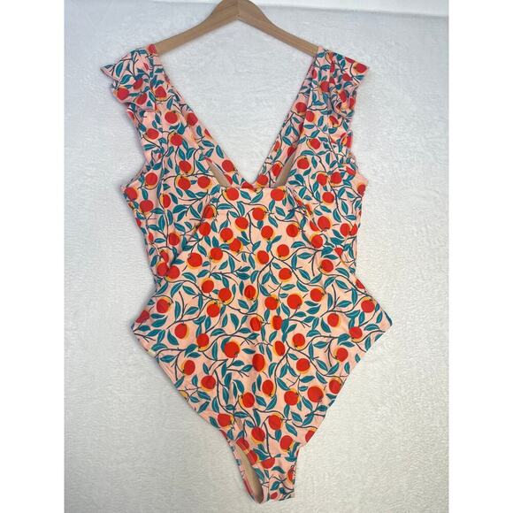 DVF for Summersalt Peach Ruffle Backflip Swimsuit One Piece size 20 - Picture 7 of 10